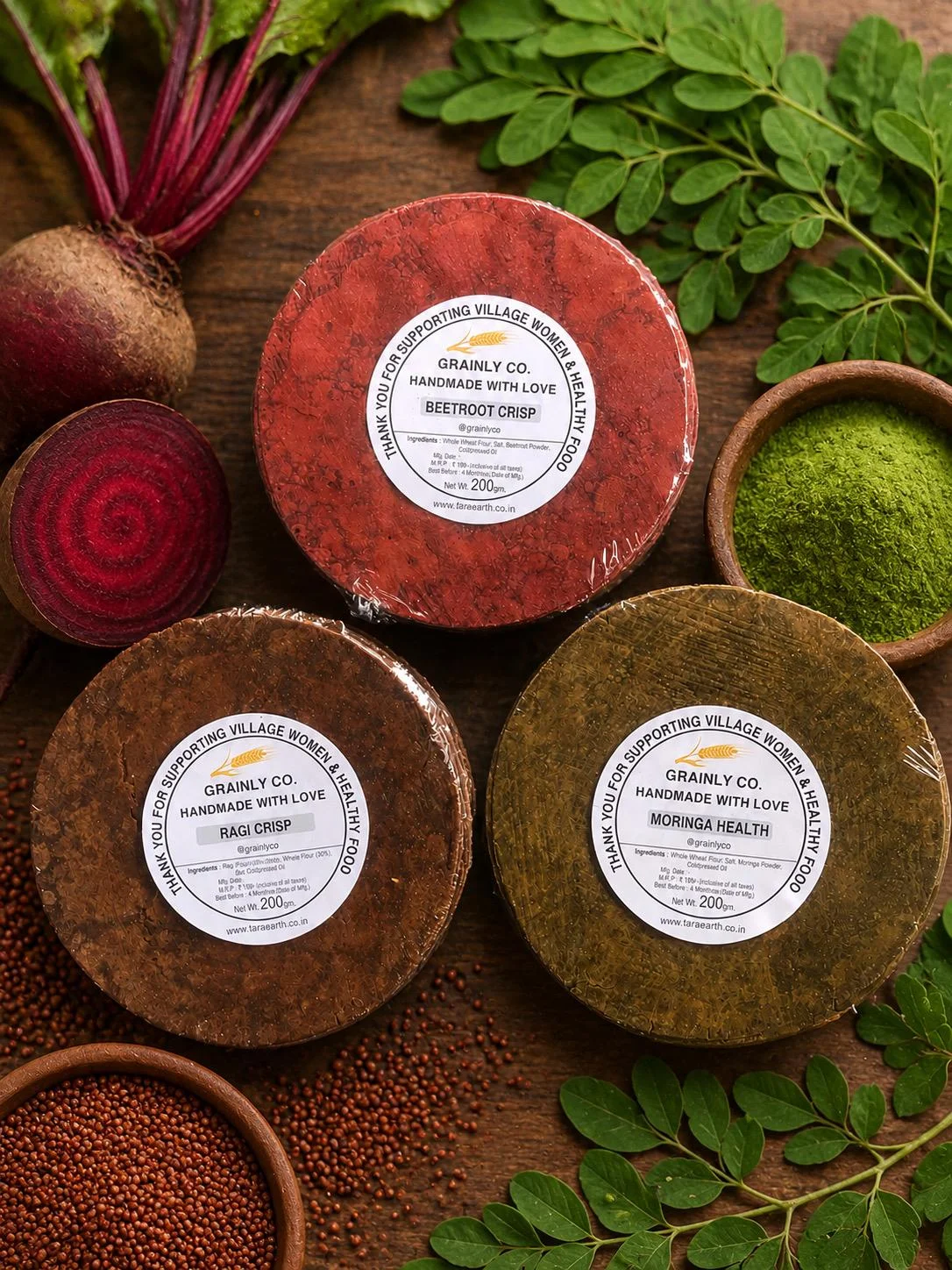Khakhra Trio — Beetroot, Ragi & Moringa
